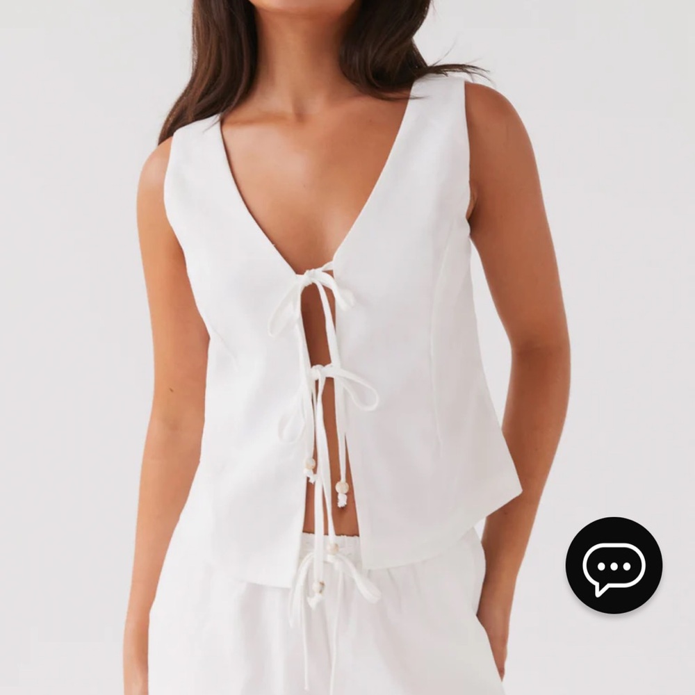 Peppermayo Exclusive - Tina Linen Vest Top - White size medium
